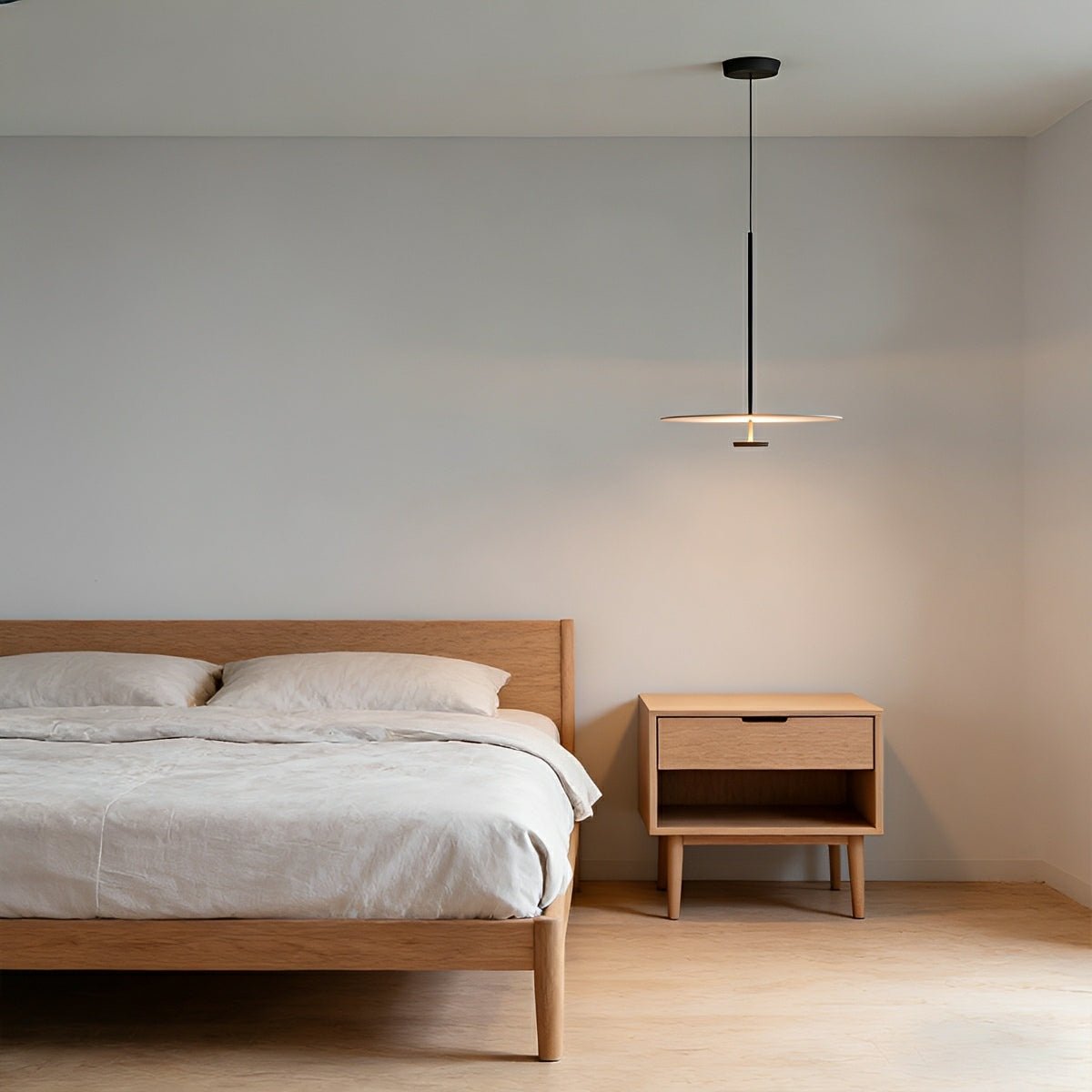 Modern Minimalist Black Slim Dish LED Pendant Lights - Flare Shack