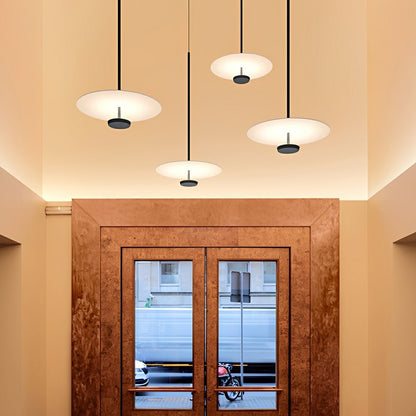 Modern Minimalist Black Slim Dish LED Pendant Lights