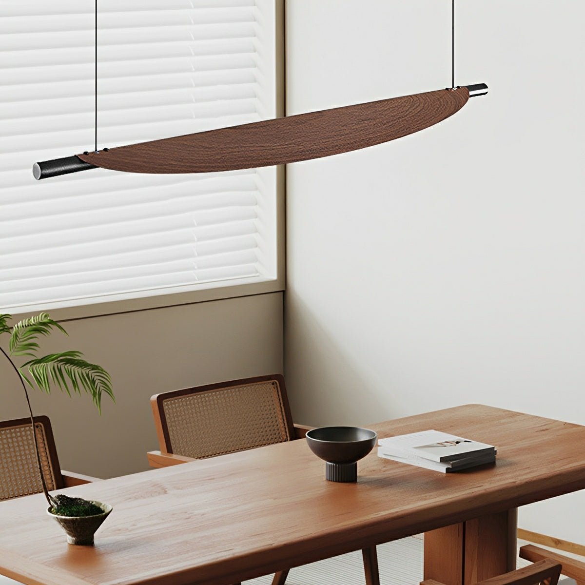Modern Minimalist Black Walnut Leaf-Shape LED Pendant Lights