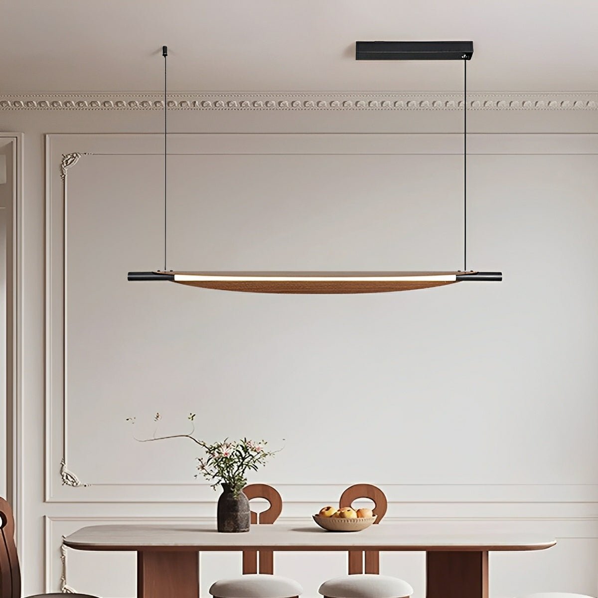 Modern Minimalist Black Walnut Leaf-Shape LED Pendant Lights
