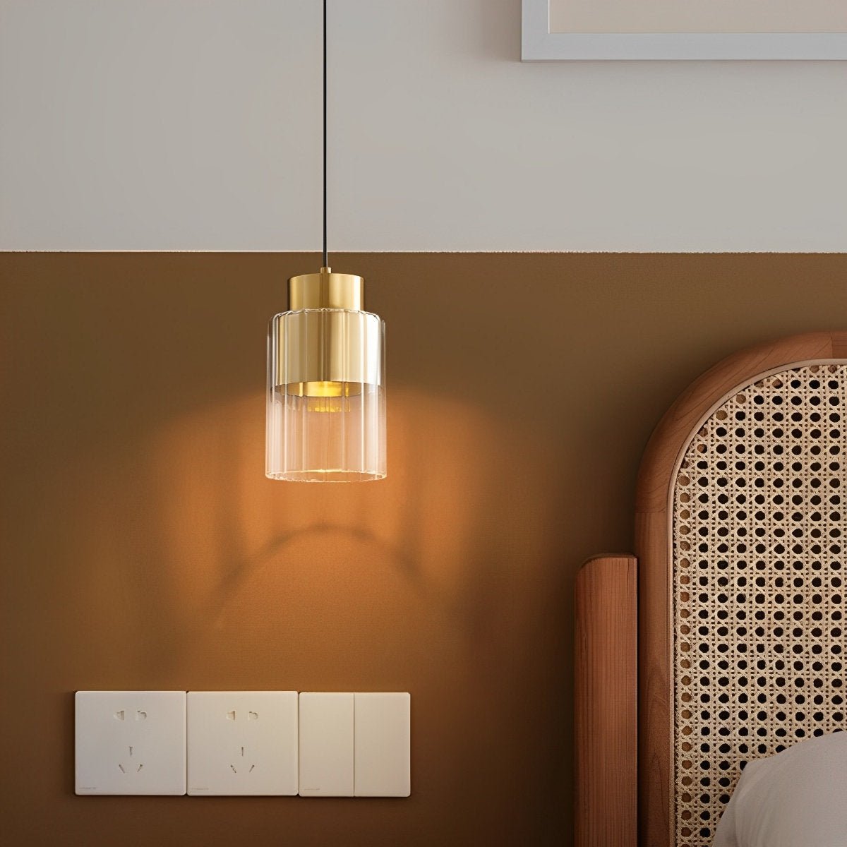 Modern Minimalist Chandelier Glass Brass Bedside Lighting - Flare Shack