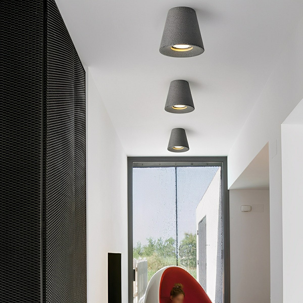 Modern Minimalist Cone - Shaped Cement LED Ceiling Lights - Flare Shack