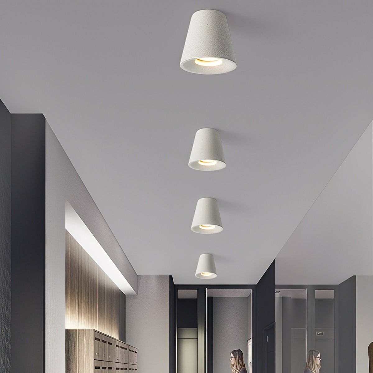 Modern Minimalist Cone - Shaped Cement LED Ceiling Lights - Flare Shack