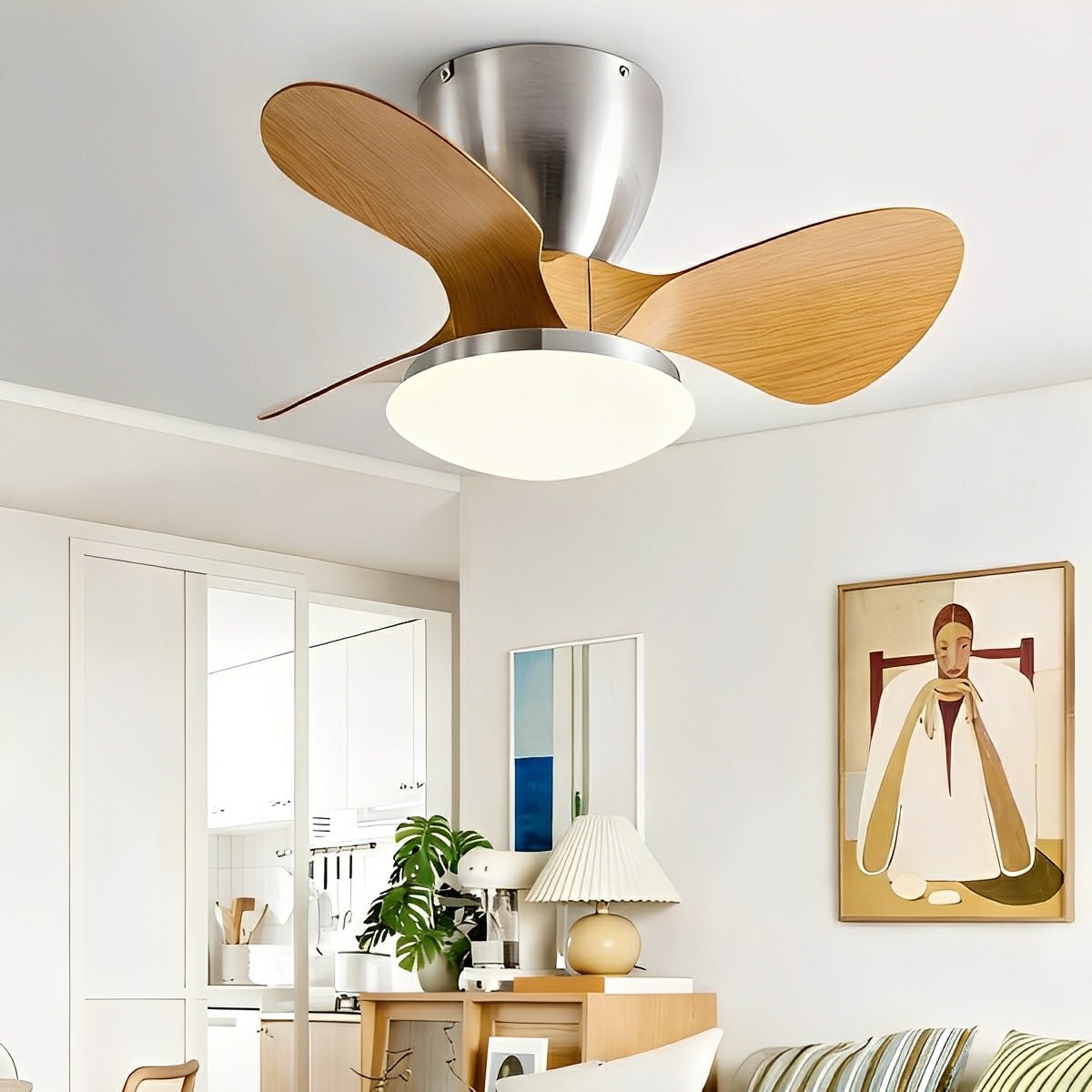 Modern Minimalist DC Motor Reverse Ceiling Fan Light