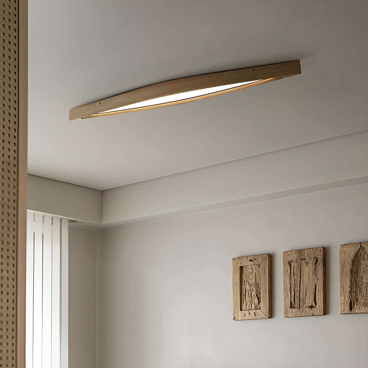 Modern Minimalist Diamond-Shaped Wood LED Long Strip Ceiling Light