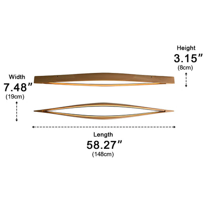 Modern Minimalist Diamond-Shaped Wood LED Long Strip Ceiling Light