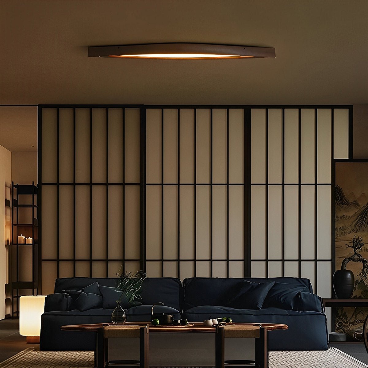 Modern Minimalist Diamond - Shaped Wood LED Long Strip Ceiling Light - Flare Shack