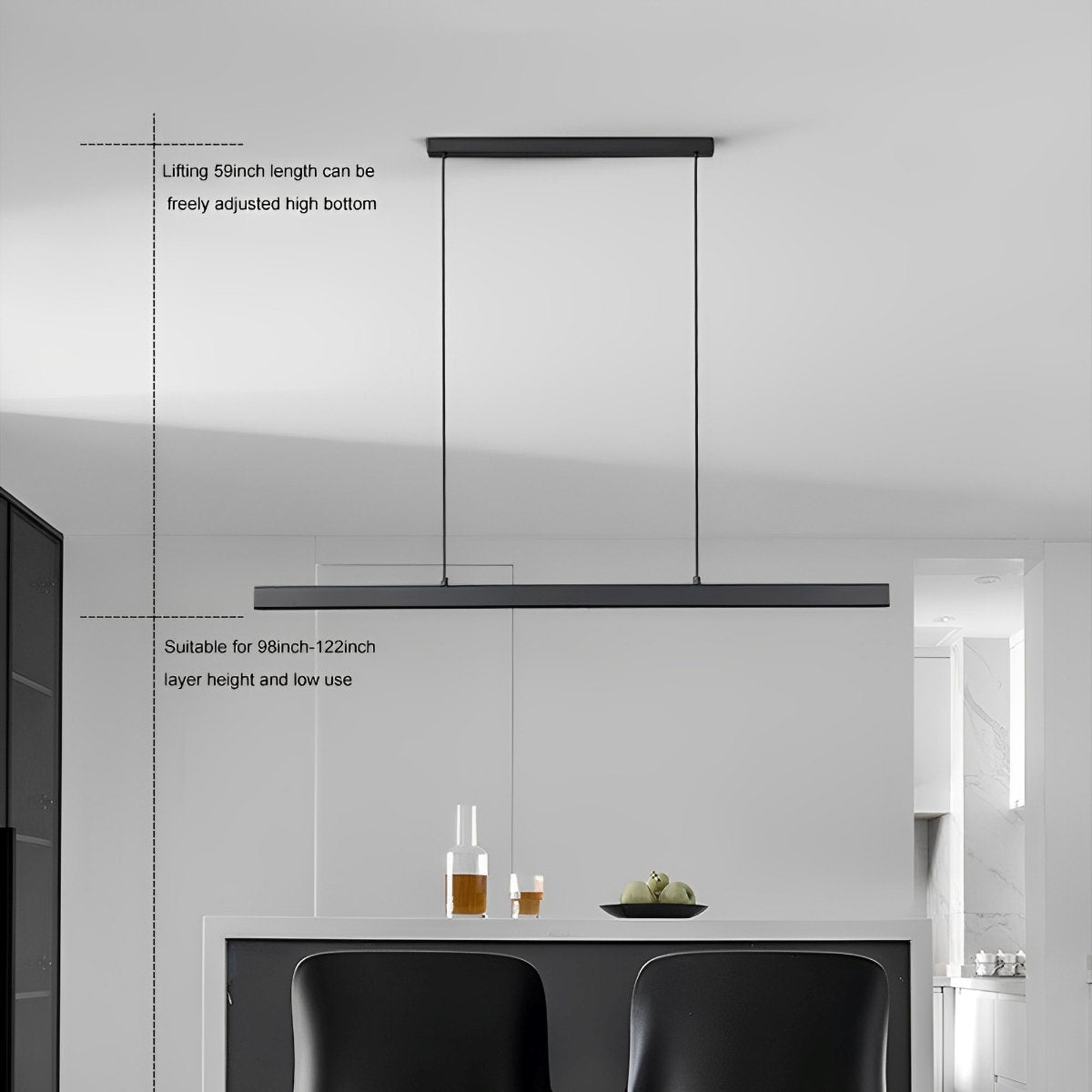Minimalist Dimmable Pendant Light LED Long Linear Light