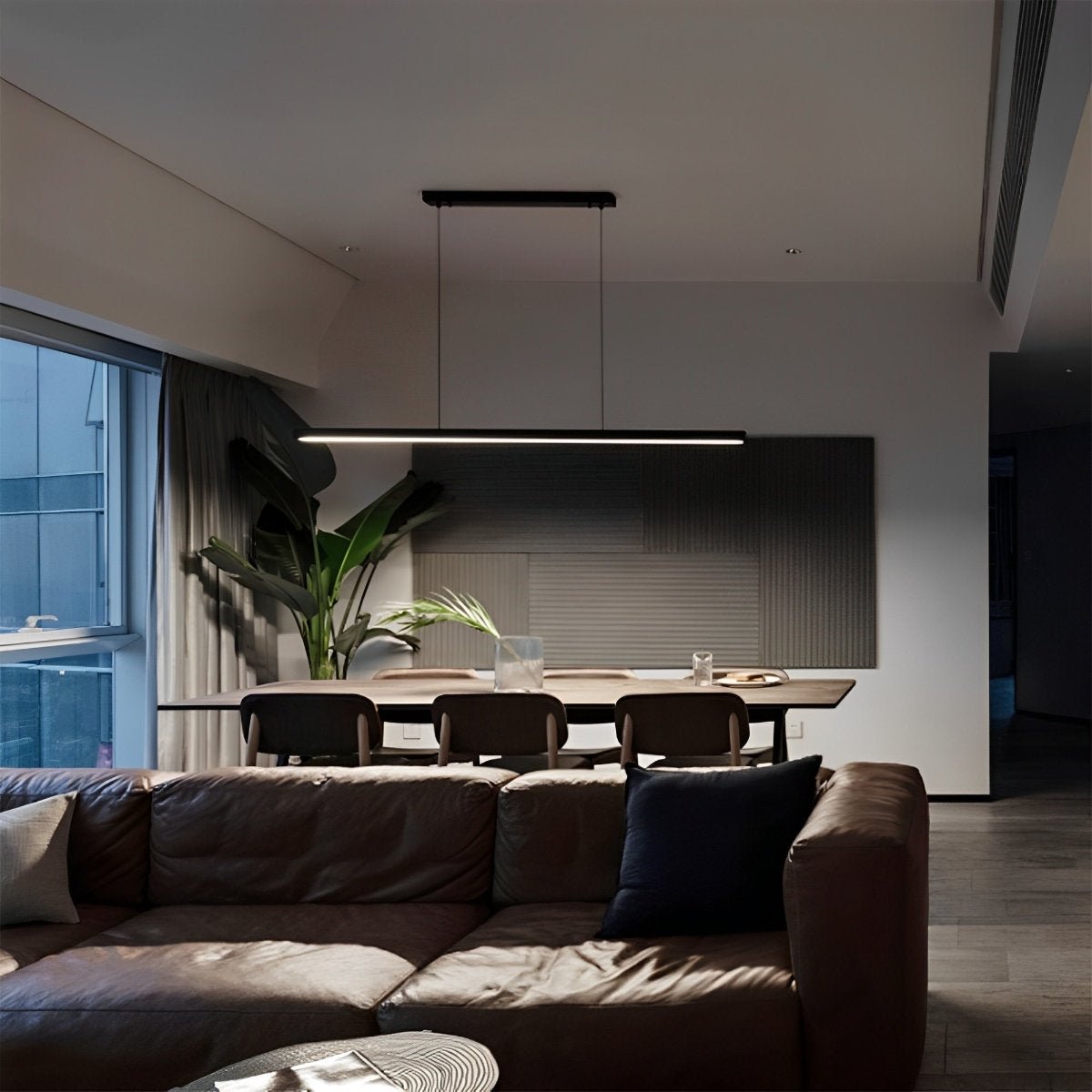 Minimalist Dimmable Pendant Light LED Long Linear Light