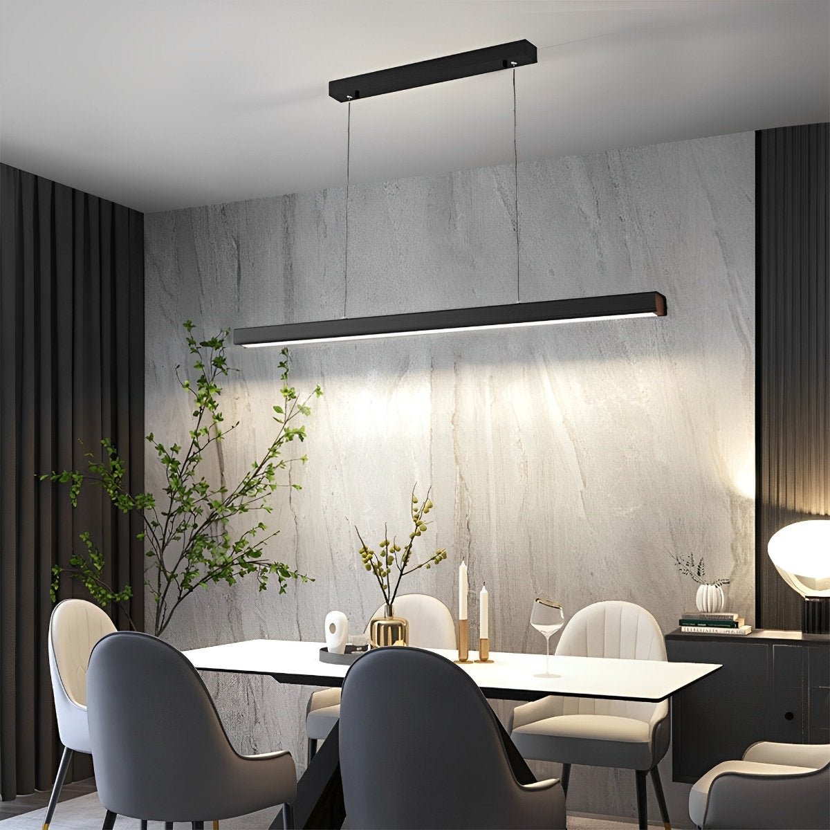Minimalist Dimmable Pendant Light LED Long Linear Light