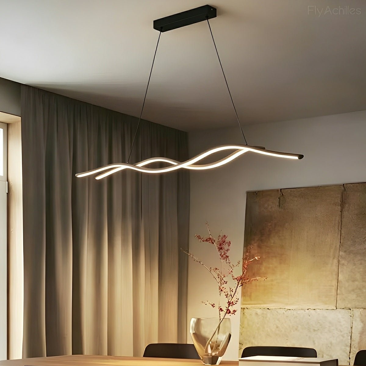 Dimmable Modern Minimalist Double Wave LED Pendant Light