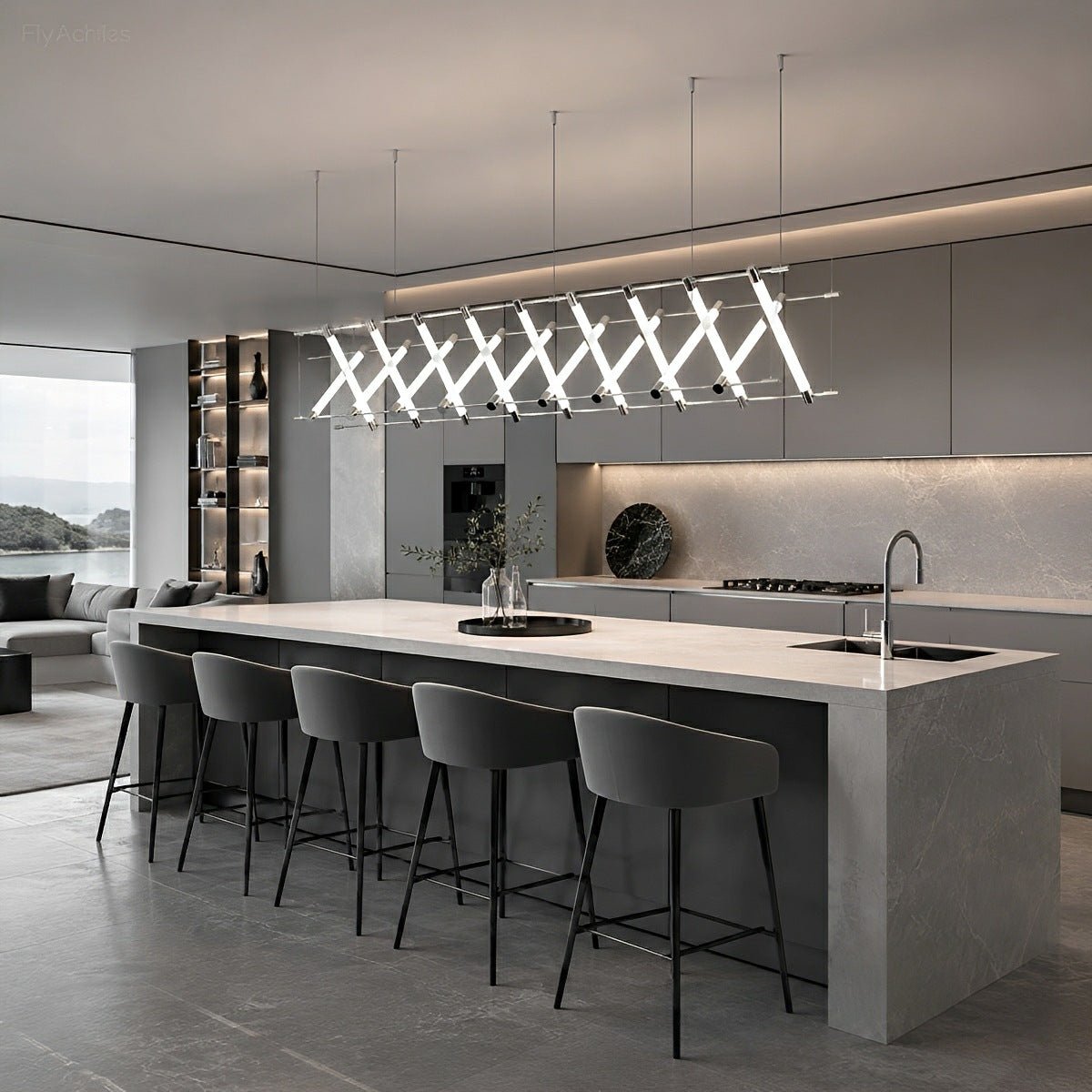 Modern Minimalist Fishbone Light Combination Bar Chandelier - Flare Shack