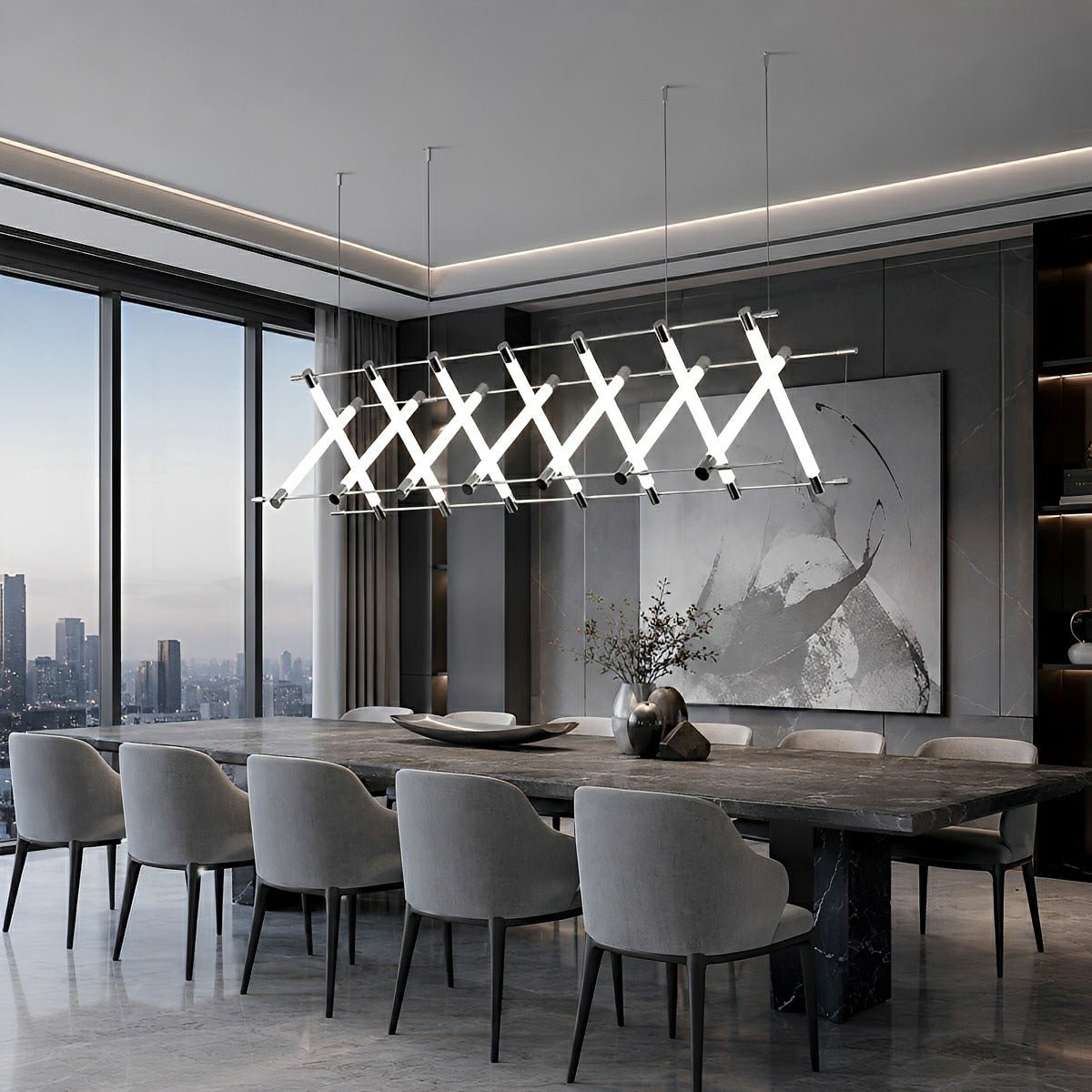 Modern Minimalist Fishbone Light Combination Bar Chandelier - Flare Shack