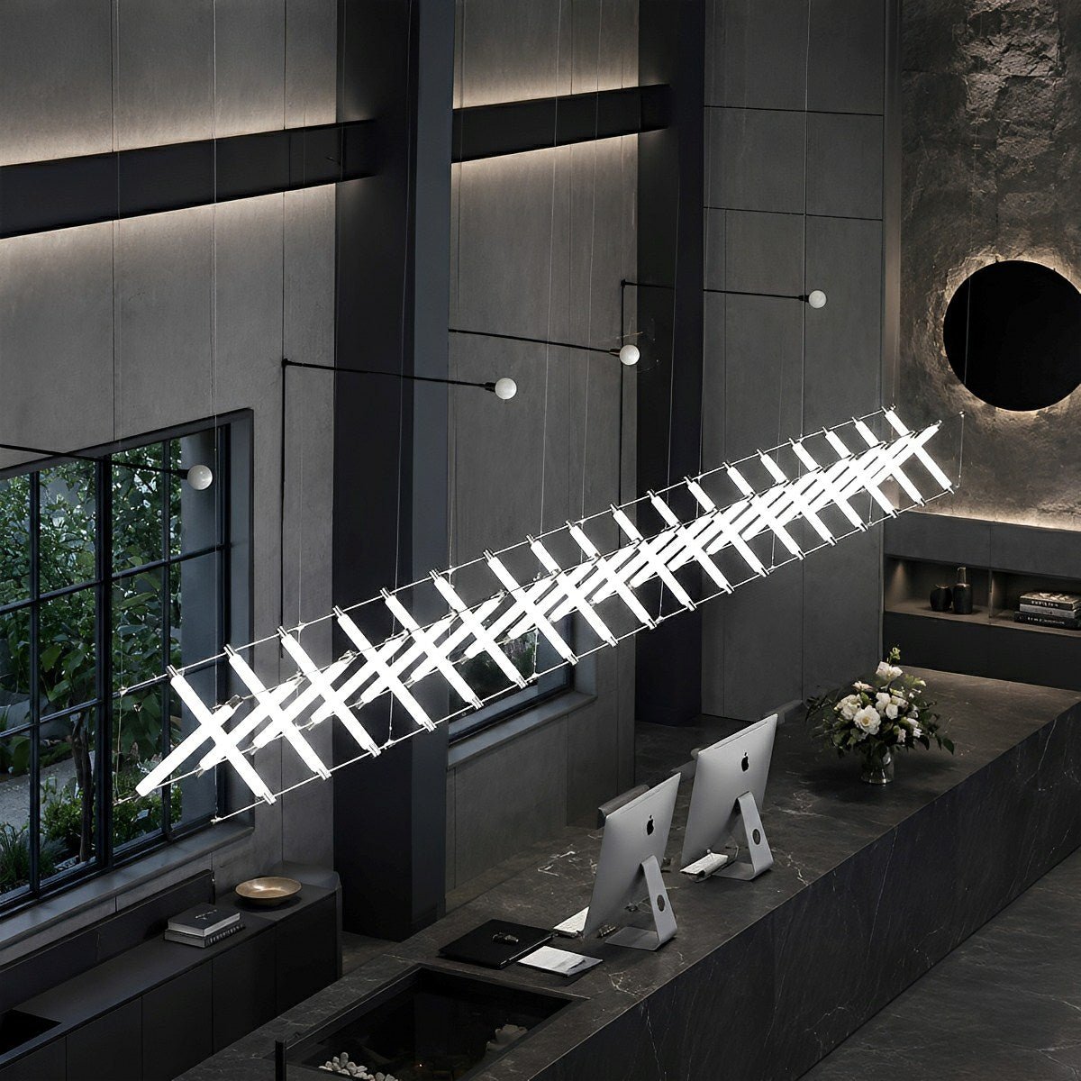 Modern Minimalist Fishbone Light Combination Bar Chandelier