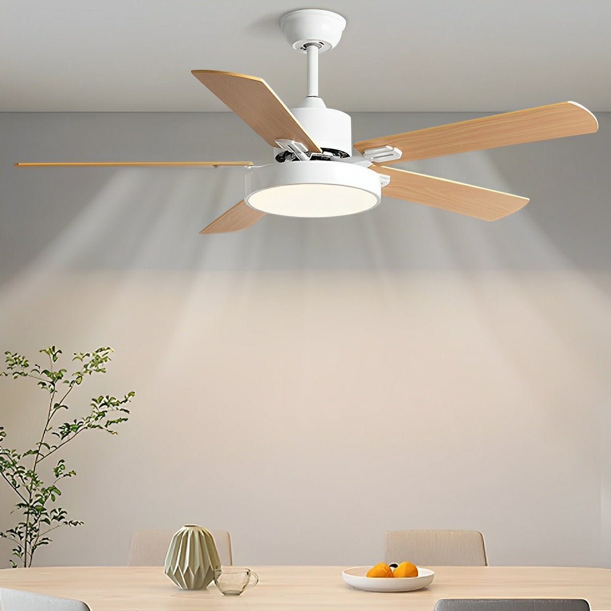 Modern Minimalist 6-Speed Reverse Frequency Conversion DC Motor Ceiling Fan Light