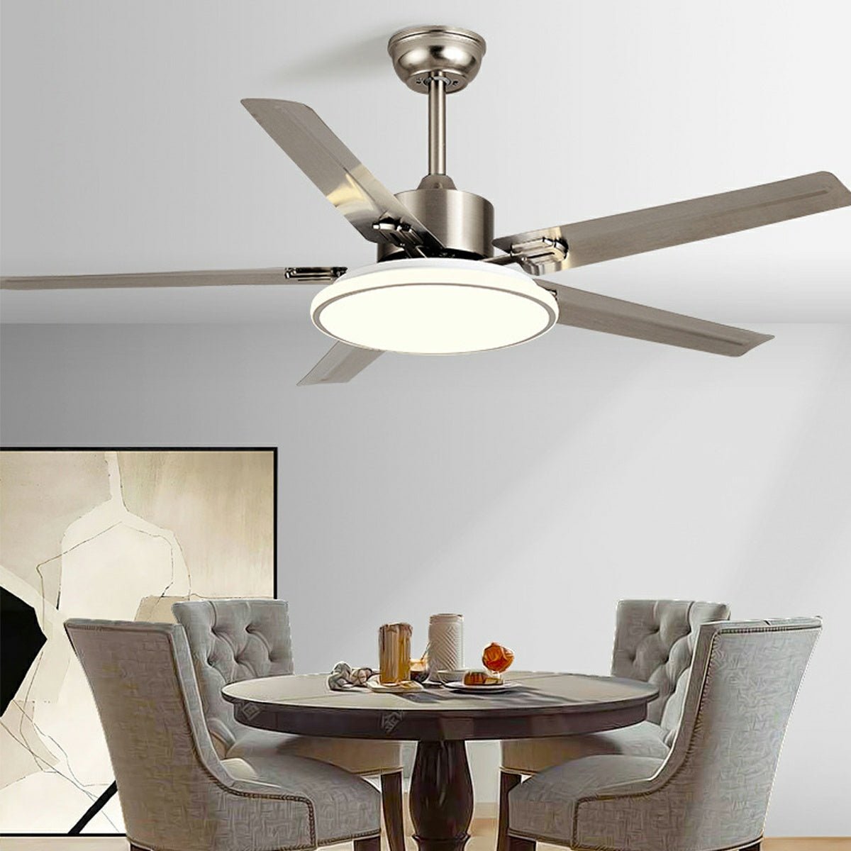Modern Minimalist Five - leaf Stainless Steel Ceiling Fan - Flare Shack