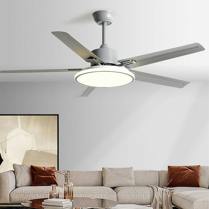 Modern Minimalist DC Motor 6-Speed Reverse Stainless Steel Ceiling Fan Light