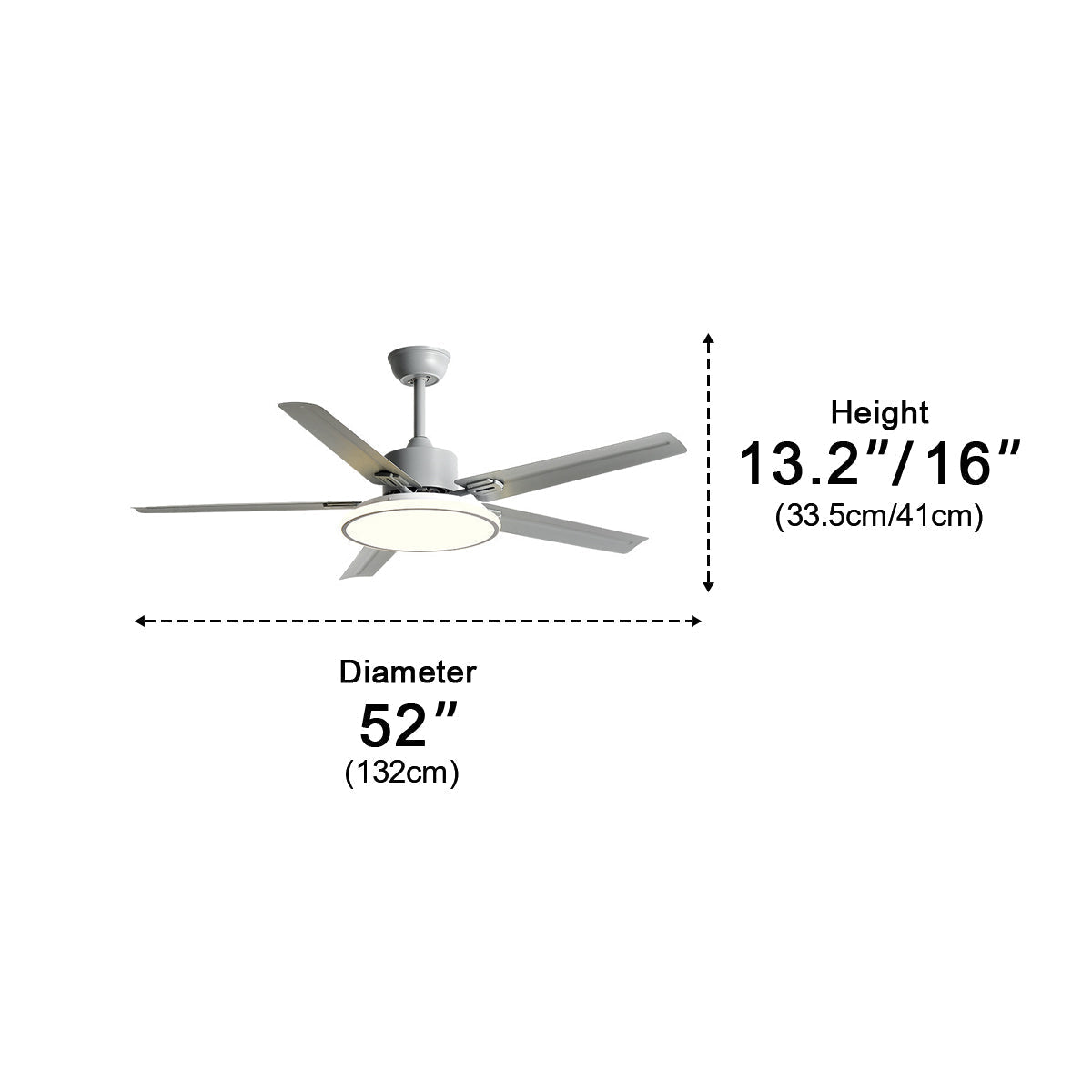 Modern Minimalist DC Motor 6-Speed Reverse Stainless Steel Ceiling Fan Light