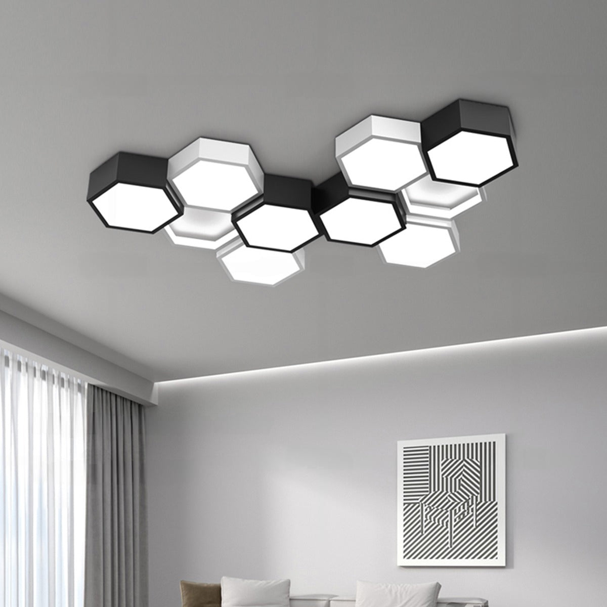 Modern Minimalist Geometric Hexagon LED Indoor Ceiling Light - Flare Shack