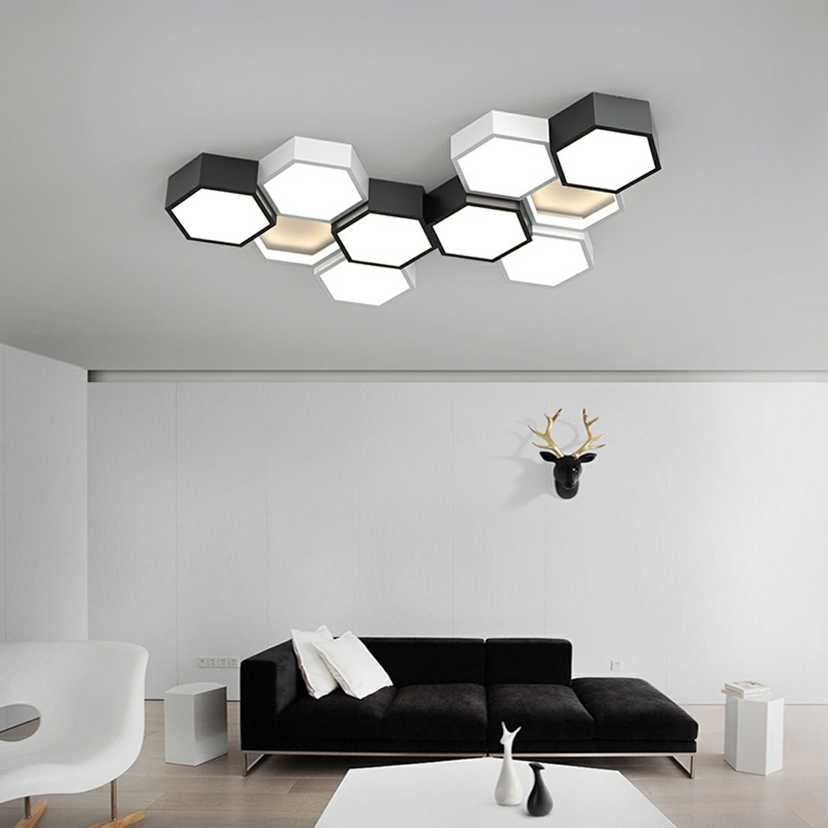 Modern Minimalist Geometric Hexagon LED Indoor Ceiling Light - Flare Shack
