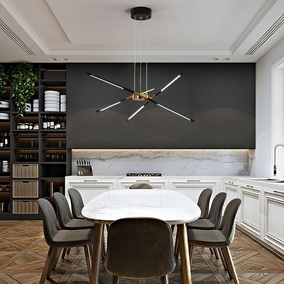 Modern Minimalist Geometric LED Long Strip Indoor Pendant Lights - Flare Shack