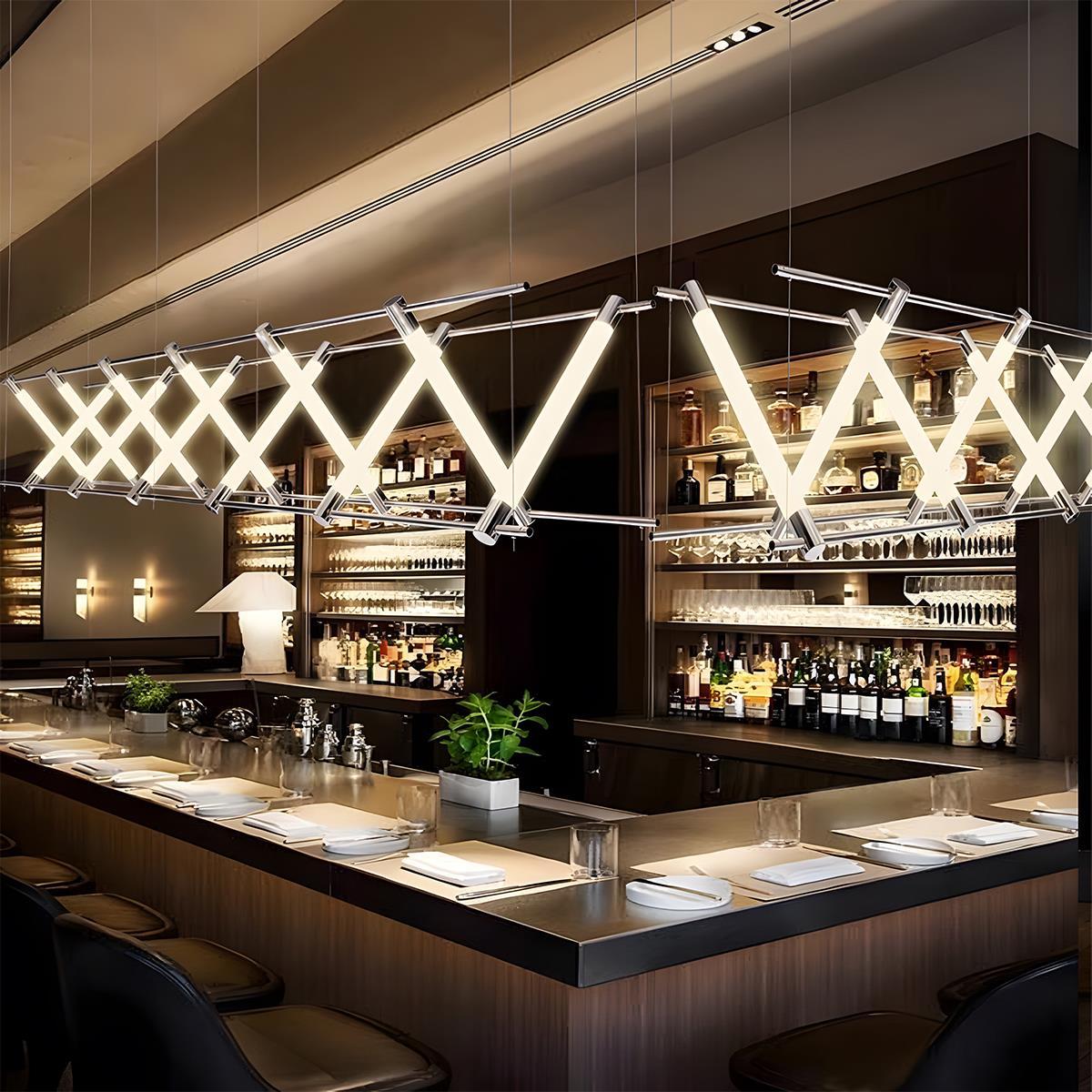 Modern Minimalist Fishbone Light Combination Bar Chandelier