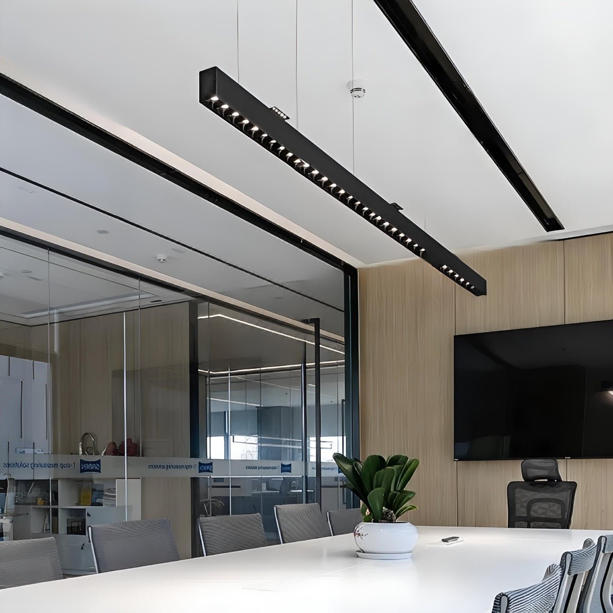 Modern Minimalist Grille LED Long Strip Pendant Lights - Flare Shack