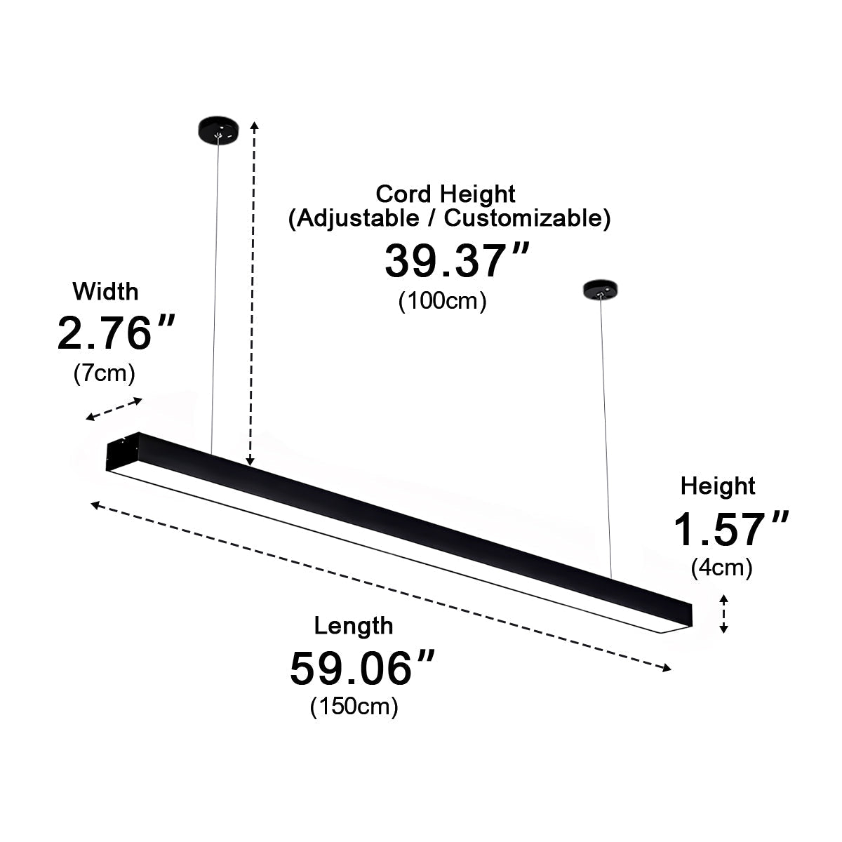 Minimalist LED Long Strip Office Suspended Pendant Lights