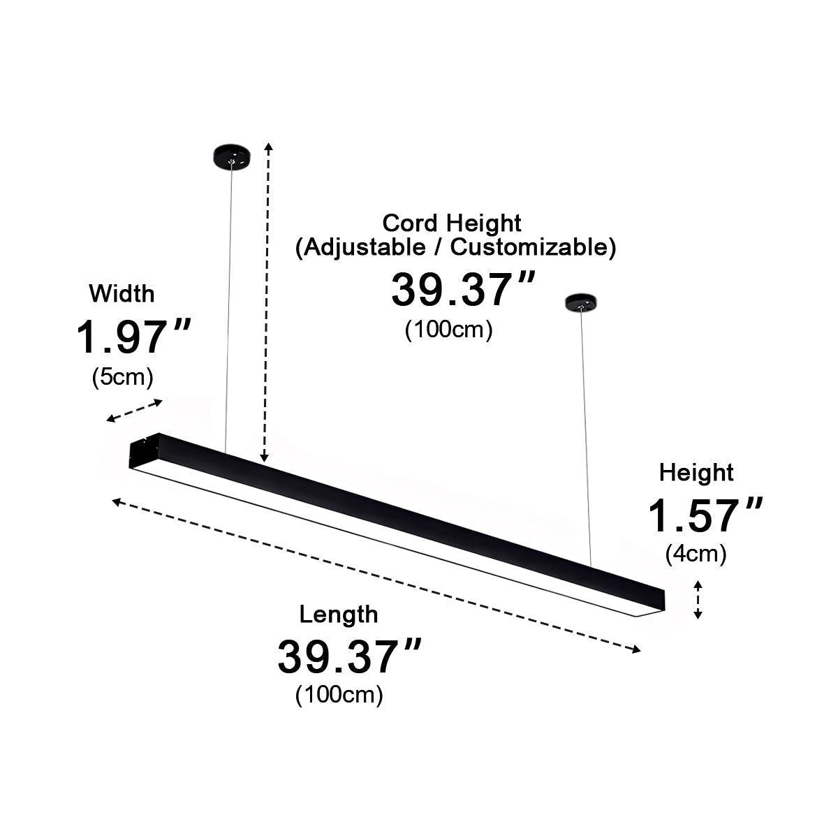Minimalist LED Long Strip Office Suspended Pendant Lights