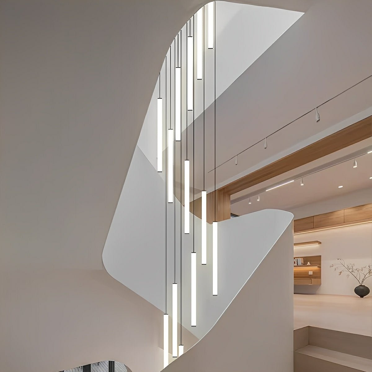 Modern Minimalist Long Strip LED Stairs Staircase Chandeliers