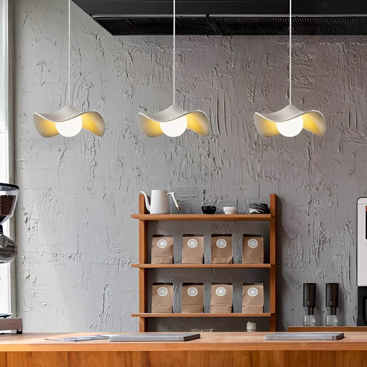 Modern Minimalist Lotus Leaf Cement LED Pendant Lights - Flare Shack