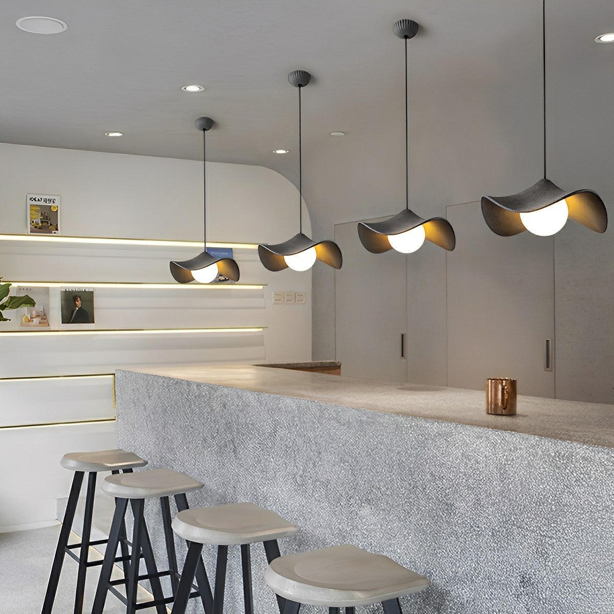 Modern Minimalist Lotus Leaf Cement LED Pendant Lights - Flare Shack
