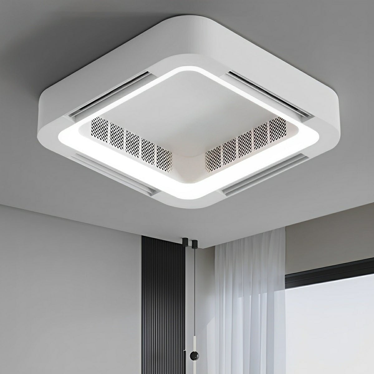 Modern Minimalist Mainless Lighting LED Bladeless Ceiling Fan Light - Flare Shack