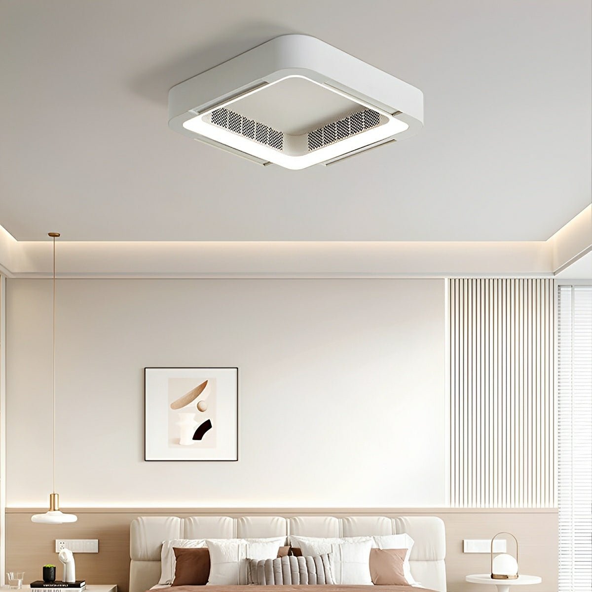 Modern Minimalist Mainless Lighting LED Bladeless Ceiling Fan Light