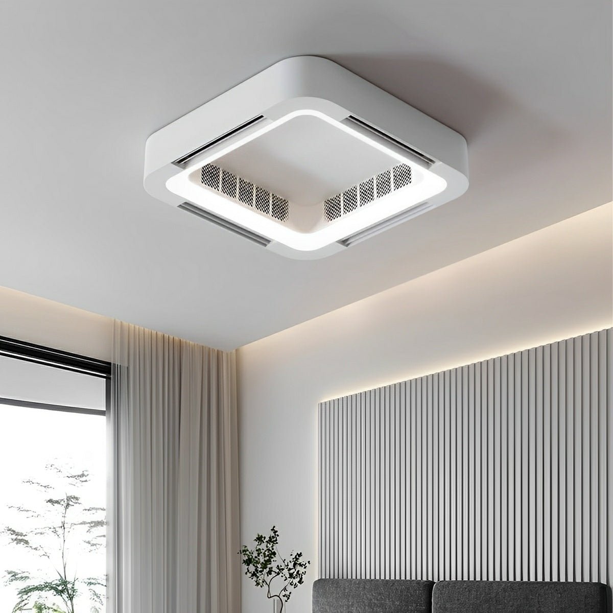 Modern Minimalist Mainless Lighting LED Bladeless Ceiling Fan Light - Flare Shack