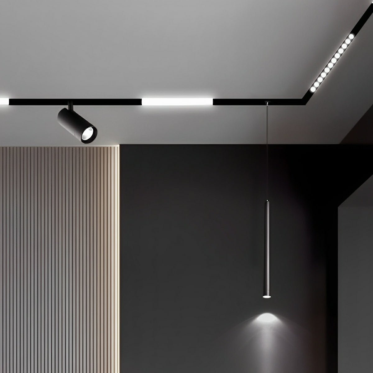 Modern Minimalist Mainless Lighting Magnetic DIY Track LED Recessed Ceiling Light