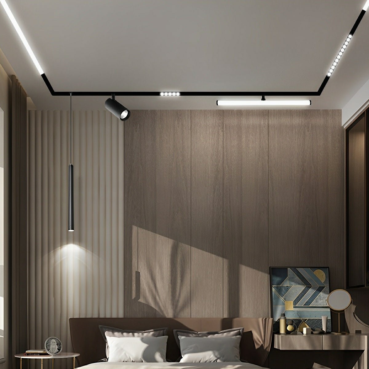 Modern Minimalist Mainless Lighting Magnetic DIY Track LED Recessed Ceiling Light
