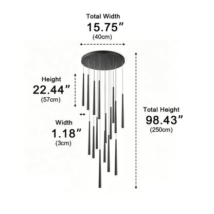 Modern Minimalist Multi-Drop Linear LED Stairs Chandelier
