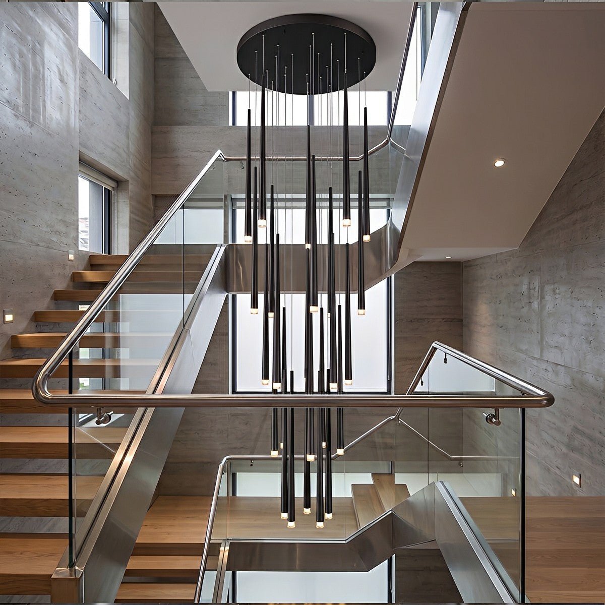 Modern Minimalist Multi - Drop Linear LED Stairs Pendant Lights - Flare Shack