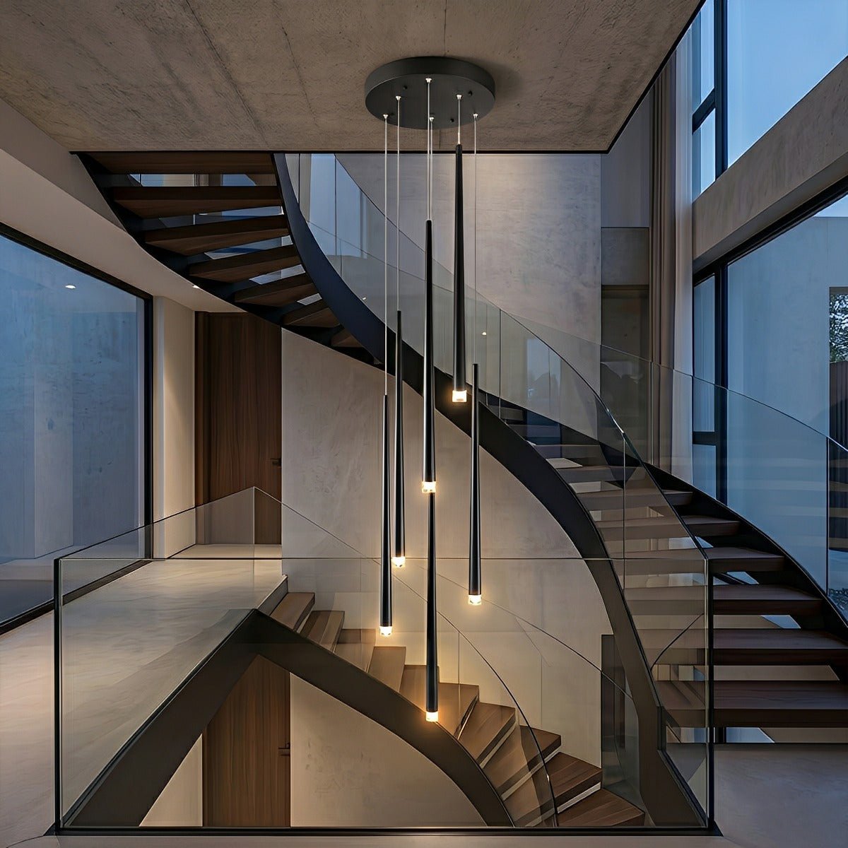Modern Minimalist Multi - Drop Linear LED Stairs Pendant Lights - Flare Shack