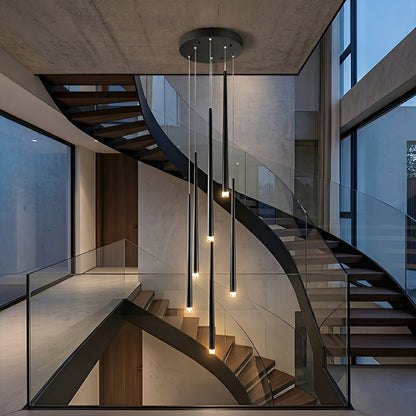 Modern Minimalist Multi - Drop Linear LED Stairs Pendant Lights - Flare Shack