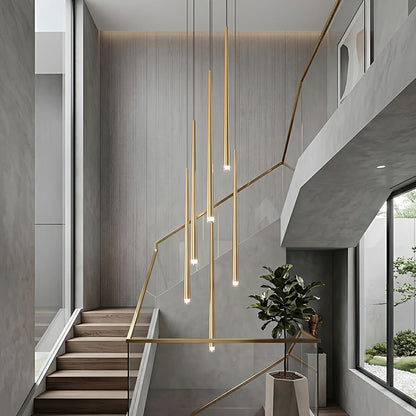 Modern Minimalist Multi - Drop Linear LED Stairs Pendant Lights - Flare Shack