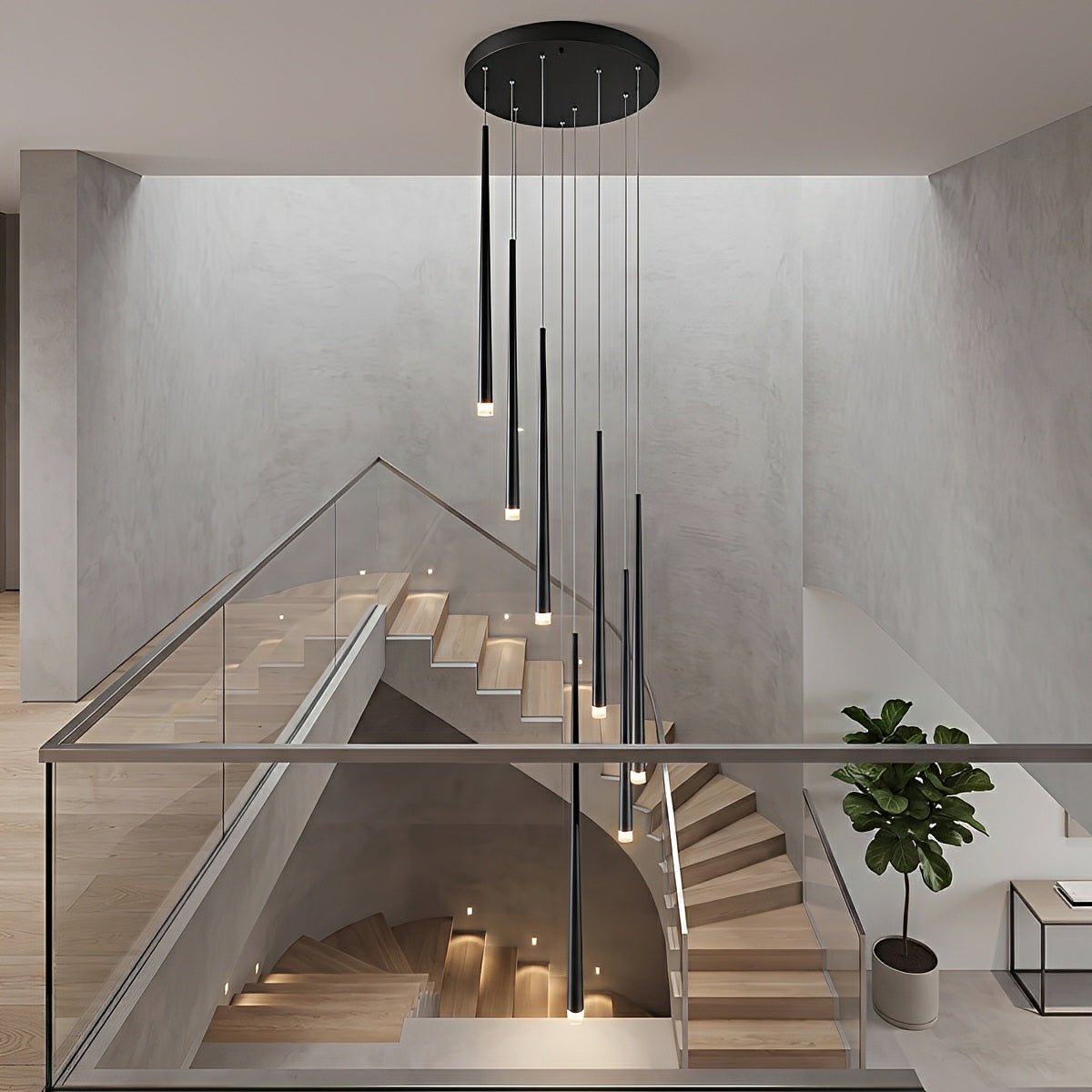 Modern Minimalist Multi - Drop Linear LED Stairs Pendant Lights - Flare Shack