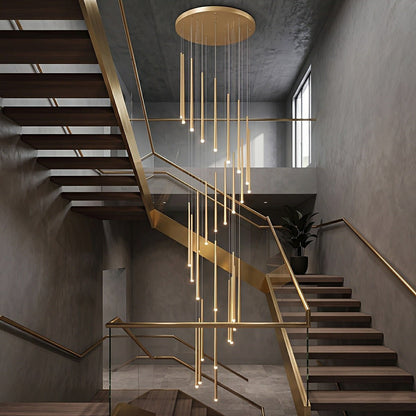 Modern Minimalist Multi-Drop Linear LED Stairs Chandelier