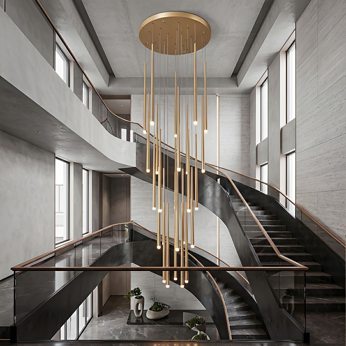 Modern Minimalist Multi - Drop Linear LED Stairs Pendant Lights - Flare Shack