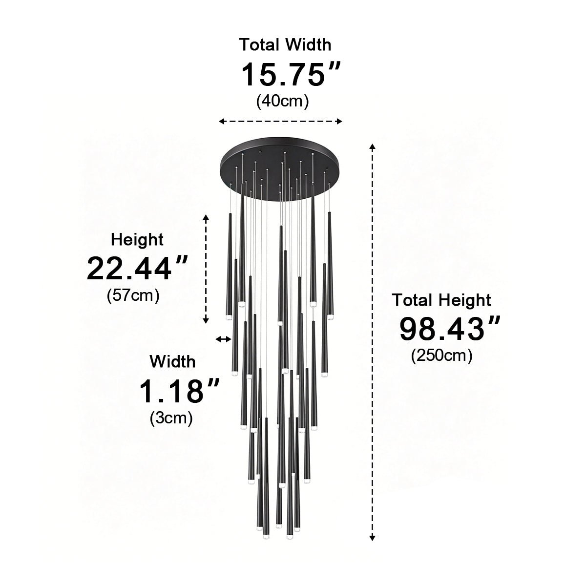 Modern Minimalist Multi-Drop Linear LED Stairs Chandelier