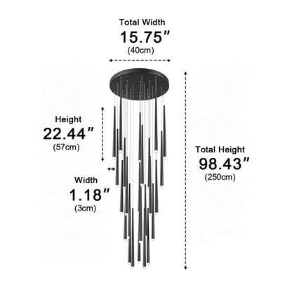 Modern Minimalist Multi-Drop Linear LED Stairs Chandelier