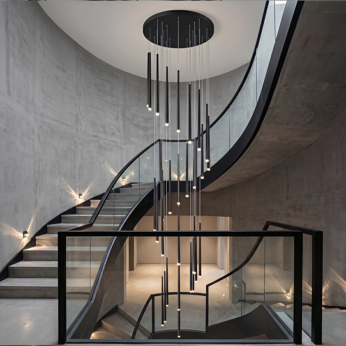 Modern Minimalist Multi - Drop Linear LED Stairs Pendant Lights - Flare Shack