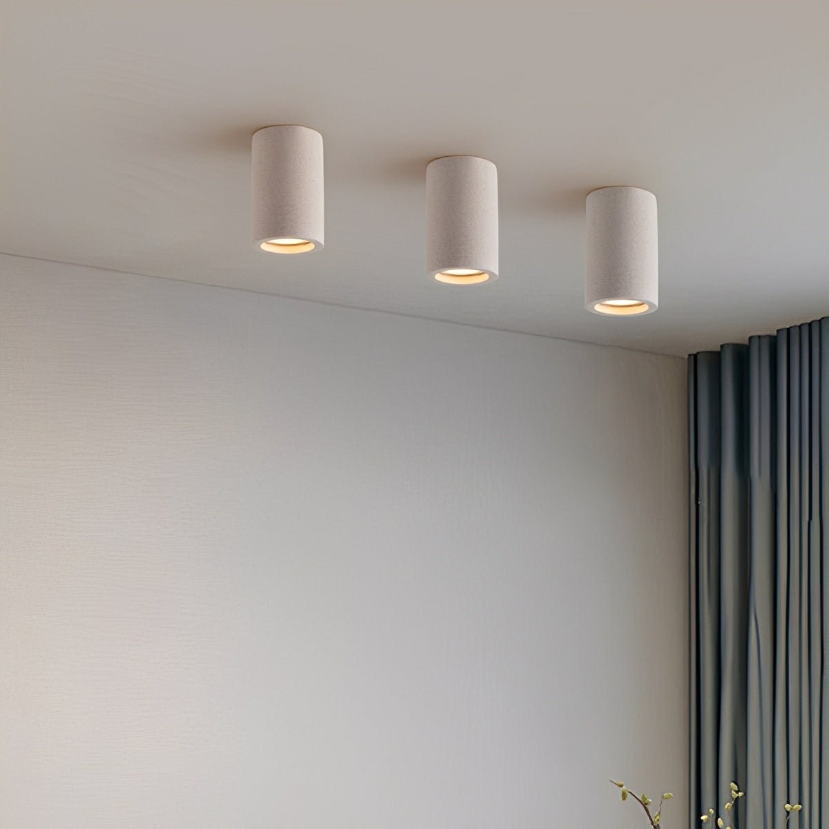Modern Minimalist Round Cement LED Ceiling Lights Mainless Lighting - Flare Shack