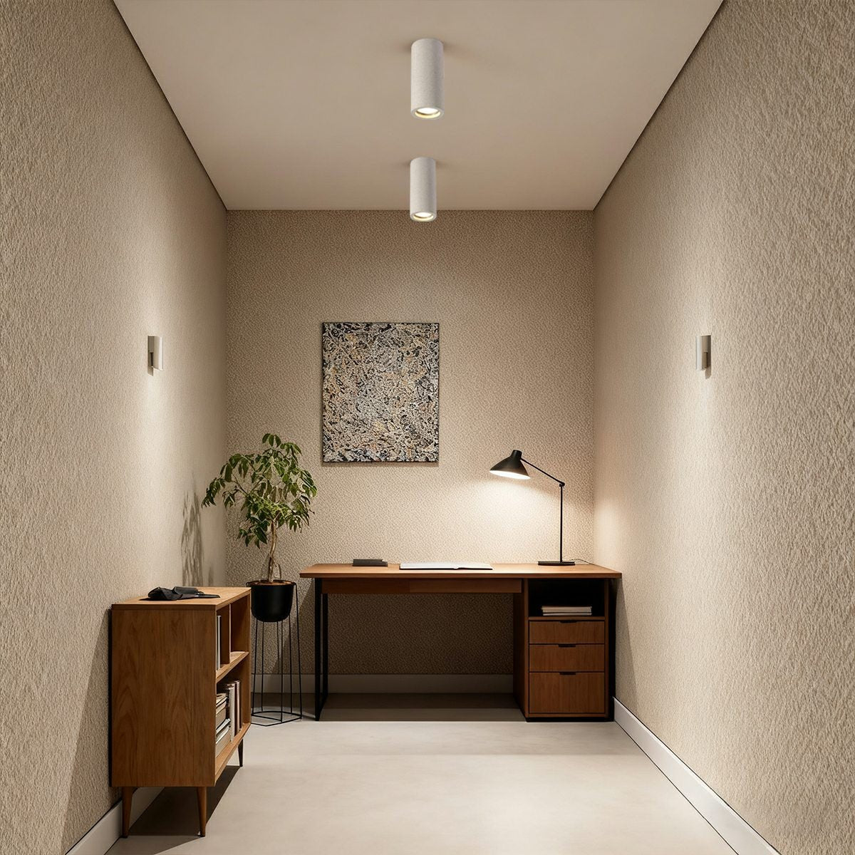 Modern Minimalist Round Concrete LED Ceiling Lights Mainless Lighting - Flare Shack